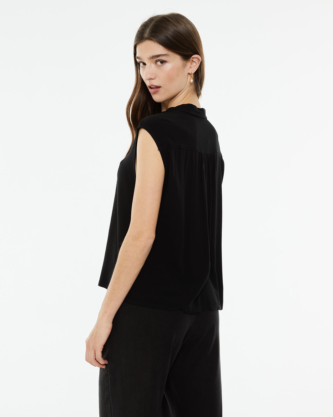 Camisa fluida oversize sin mangas