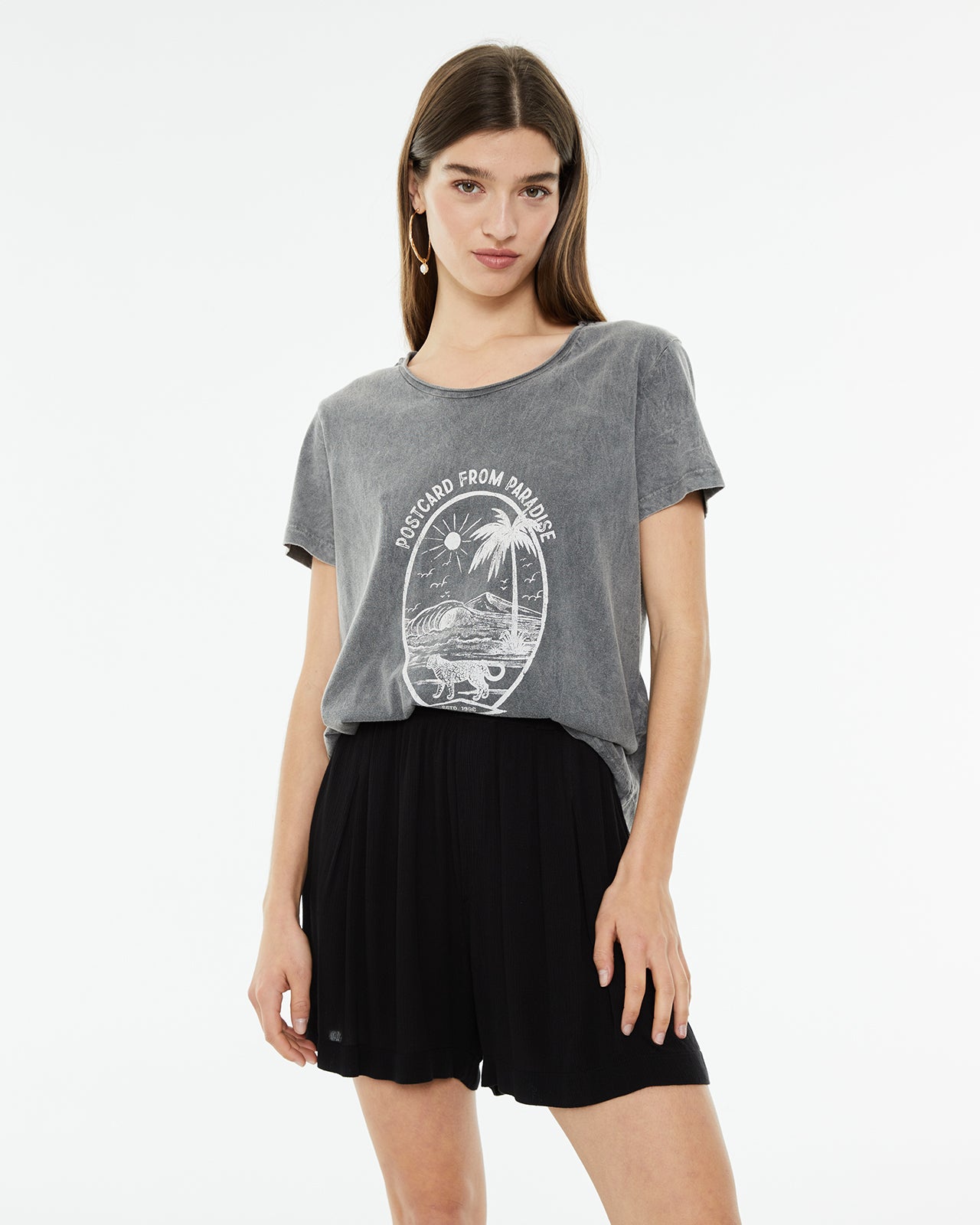 Camiseta de manga corta estampado palmera