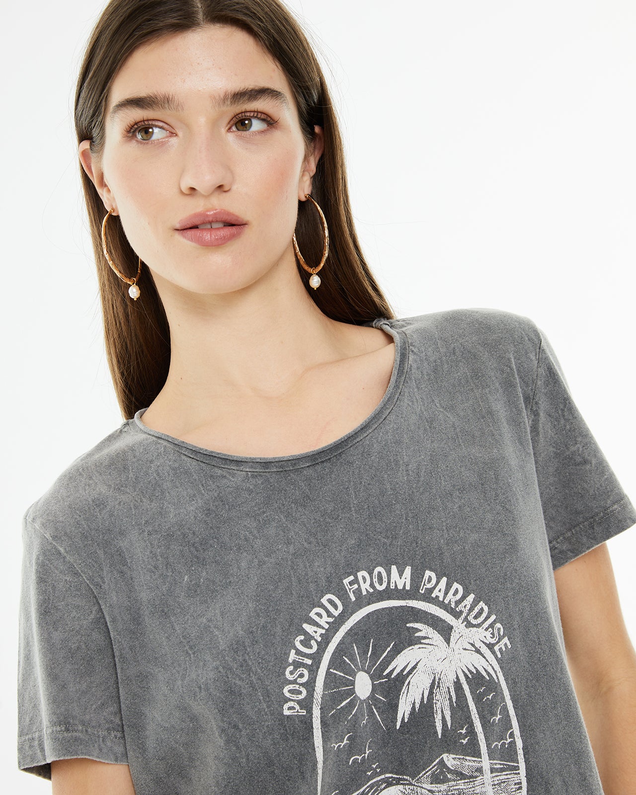 Camiseta de manga corta estampado palmera