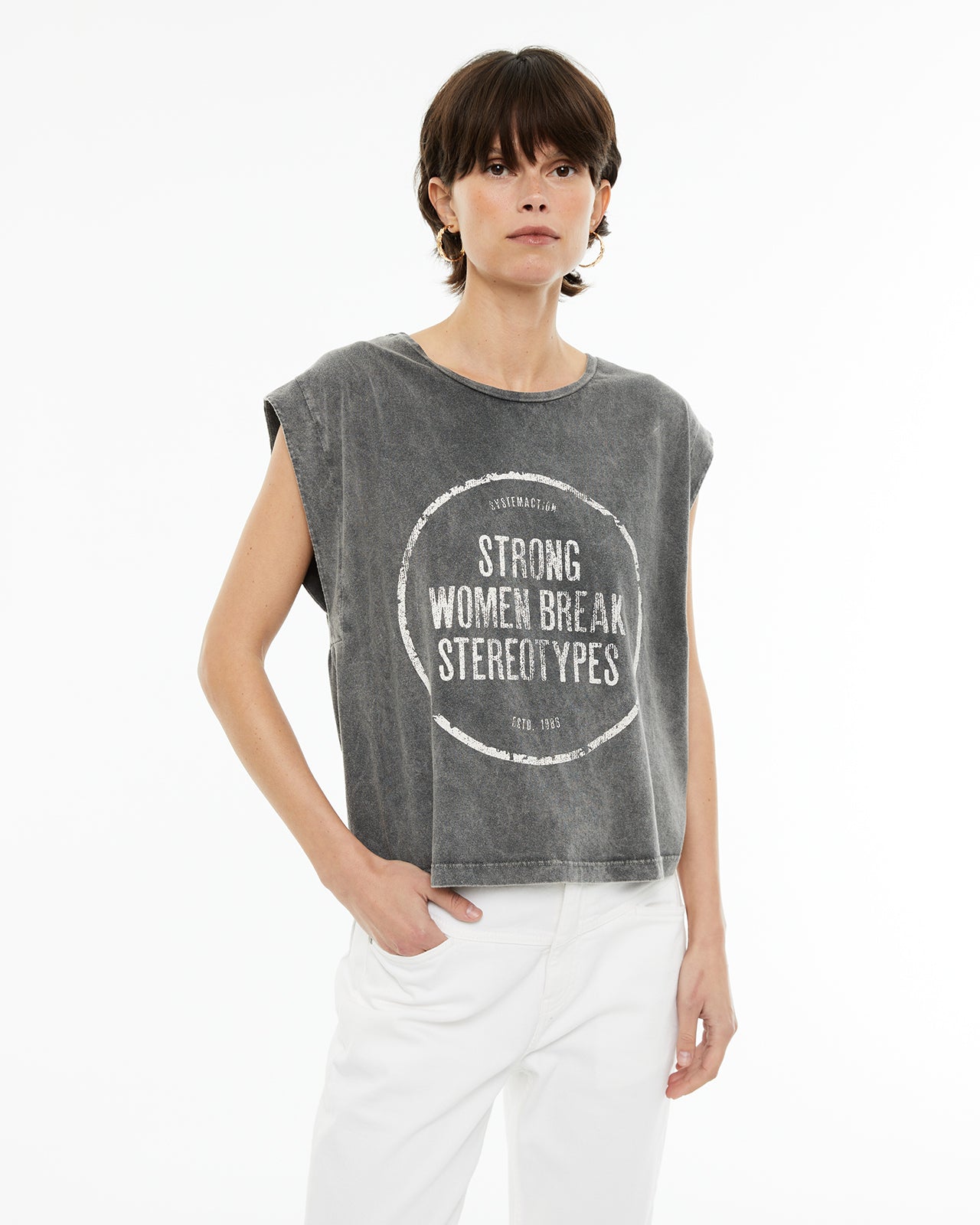Camiseta sin mangas estampado día de la mujer