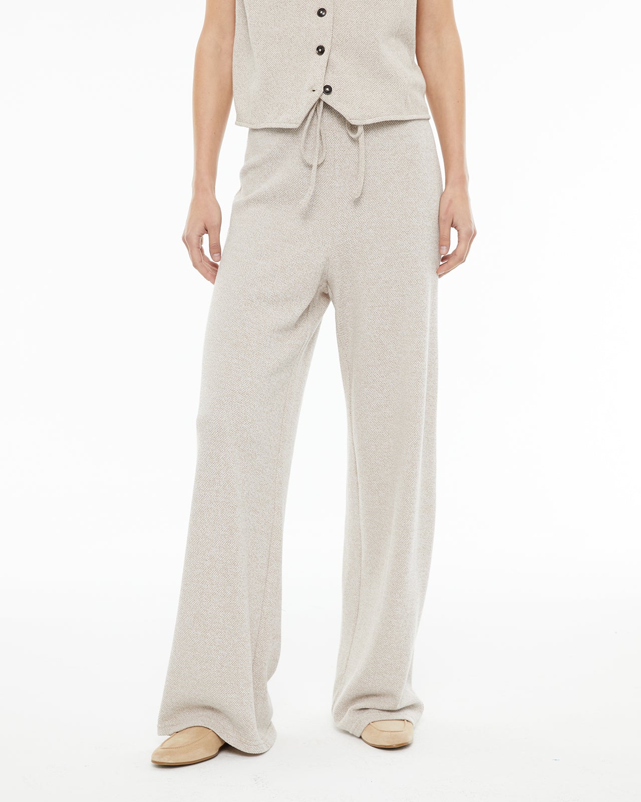 Pantalón recto ancho con cordón en la cintura