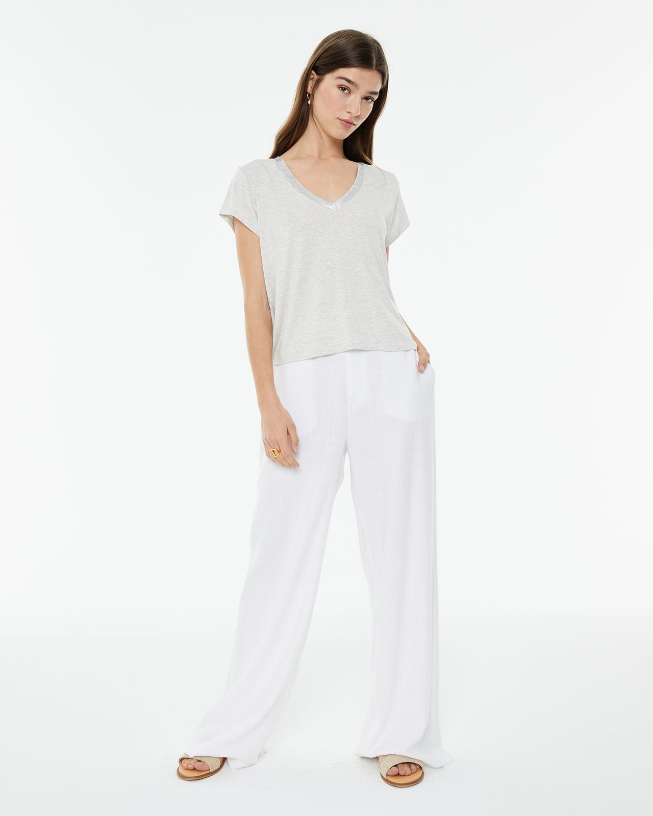 Pantalón palazzo blanco de lino