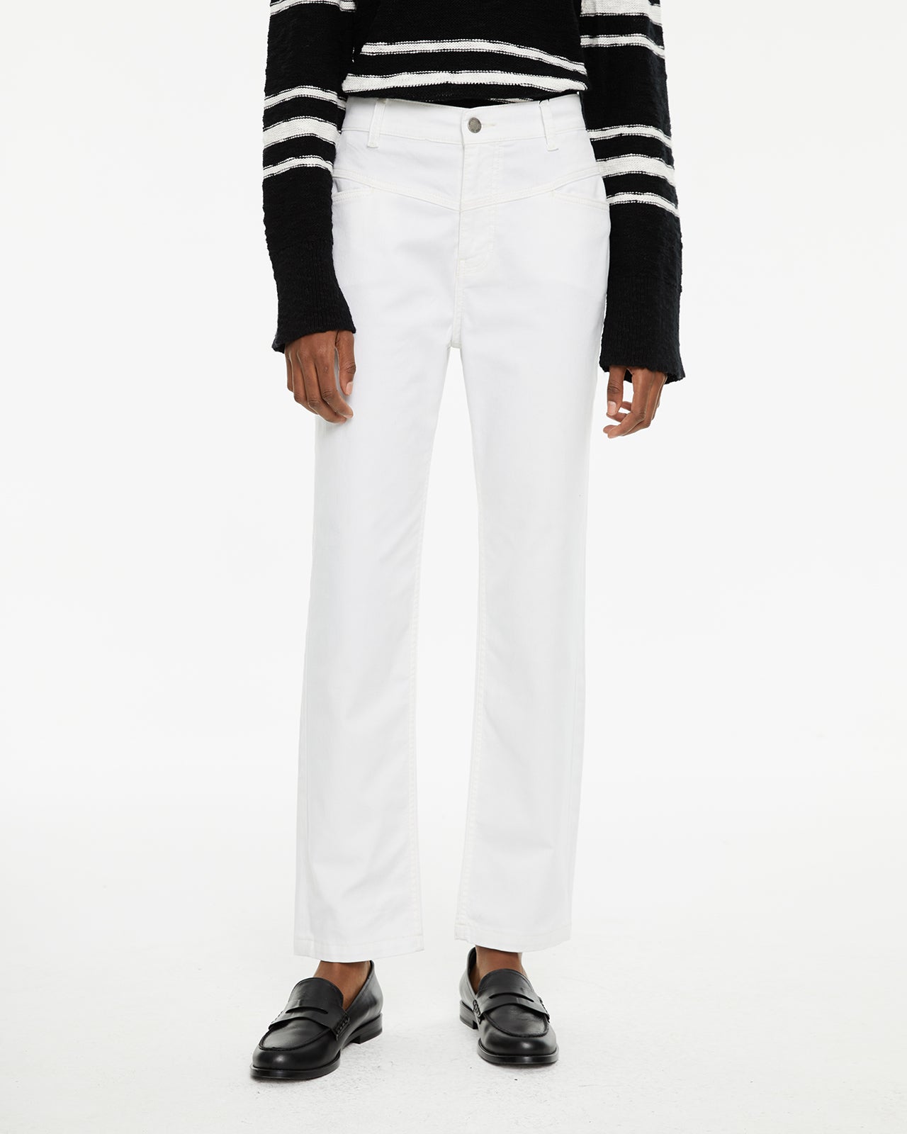 Pantalón vaquero blanco regular fit tiro medio
