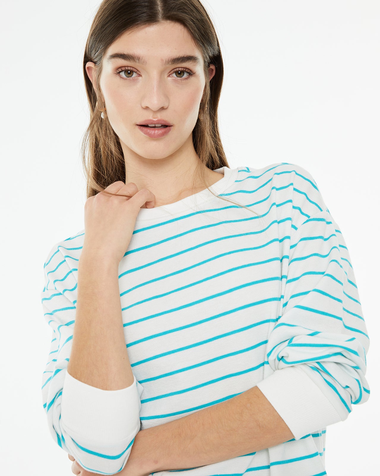 Sudadera rayas marineras con cuello redondo