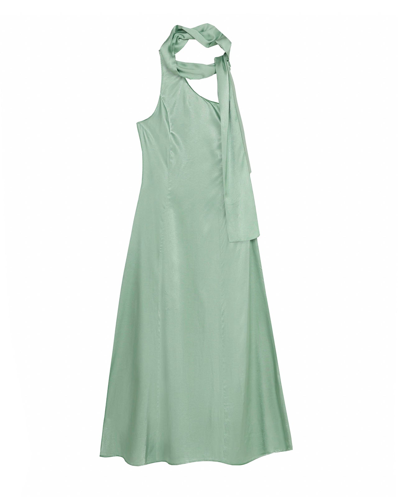 Vestido largo de fiesta asimétrico con pañuelo escote