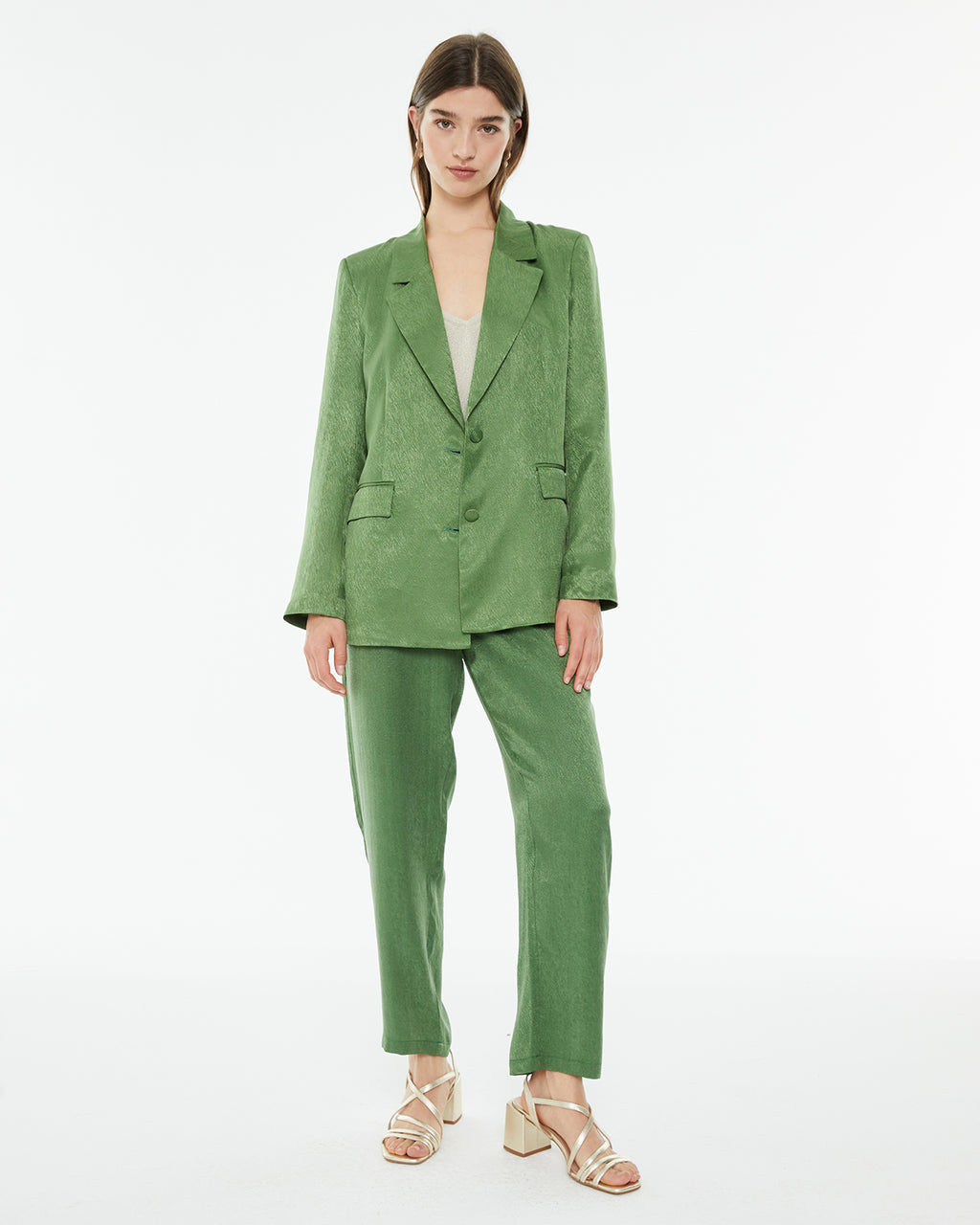 Americana recta jacquard con cierre botones delanteros