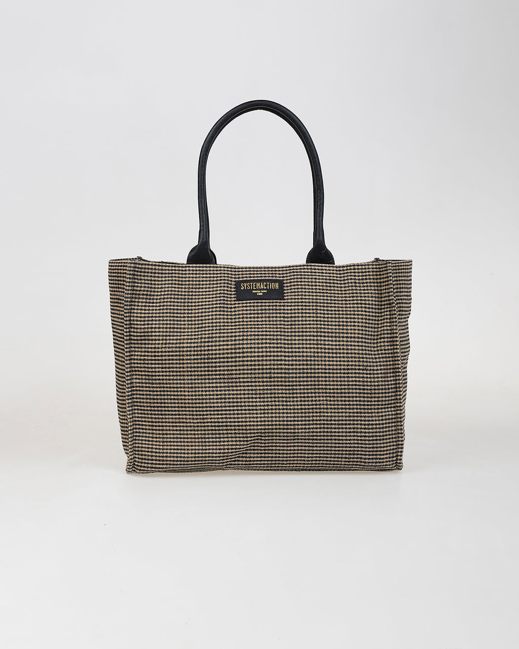 Bolso de cuadros con asa a contraste