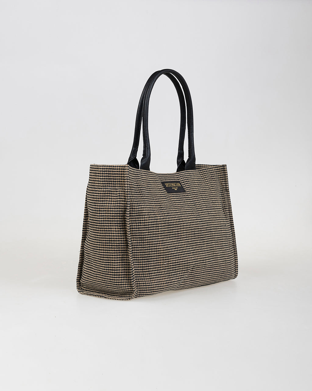 Bolso de cuadros con asa a contraste