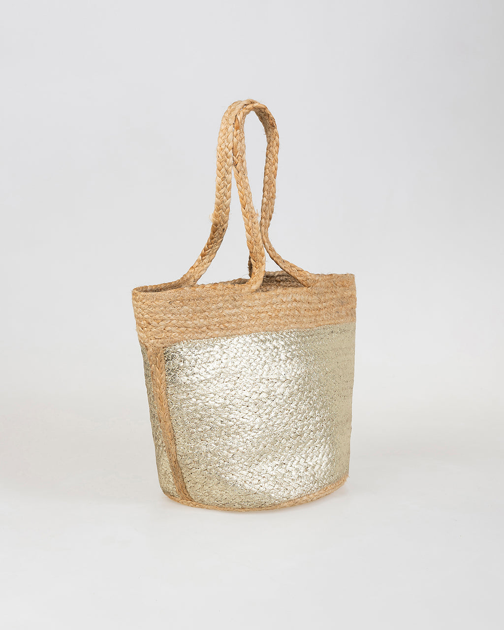 Bolso yute contraste oro