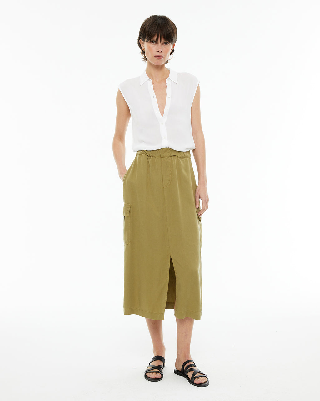 Camisa fluida oversize sin mangas