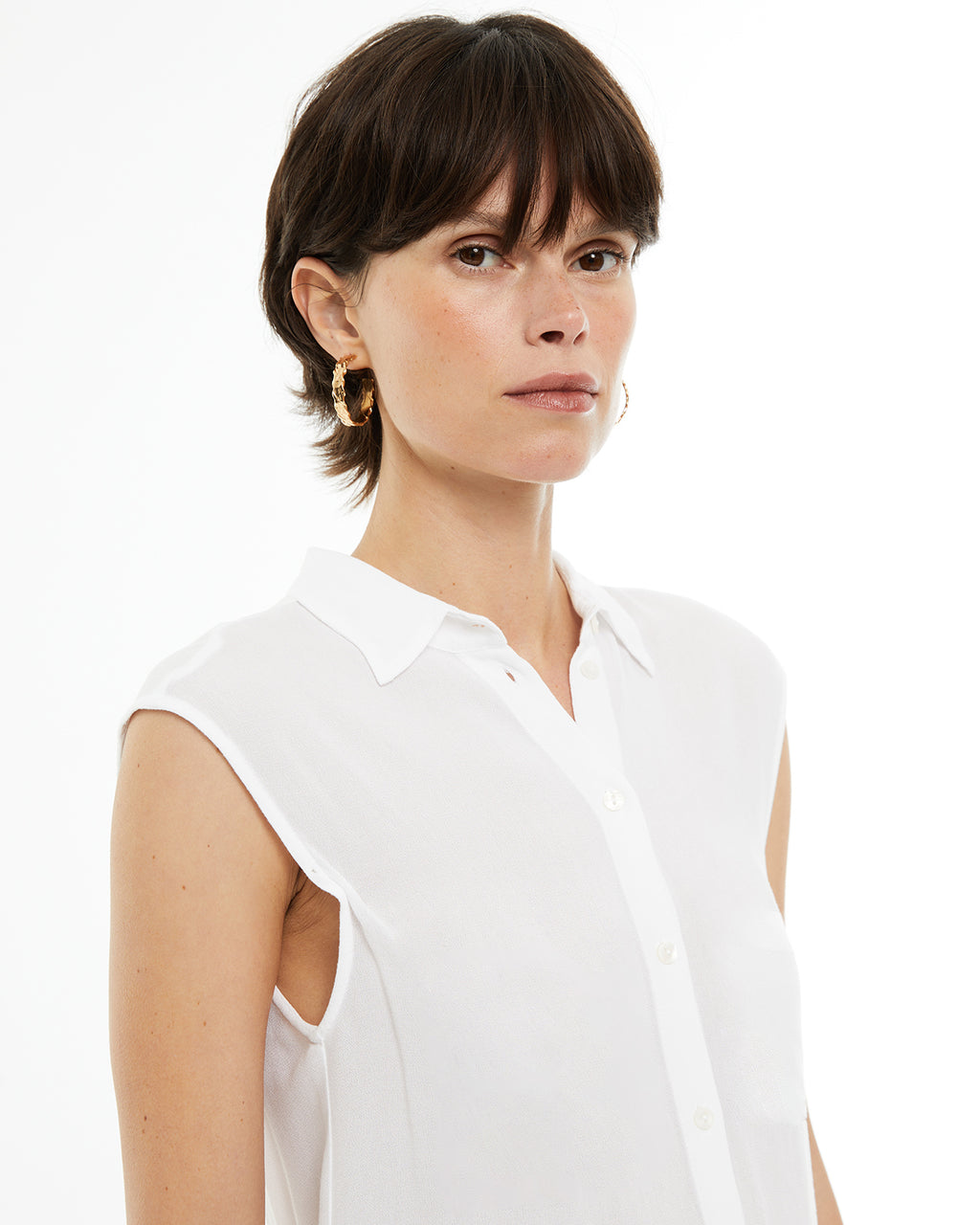 Camisa fluida oversize sin mangas