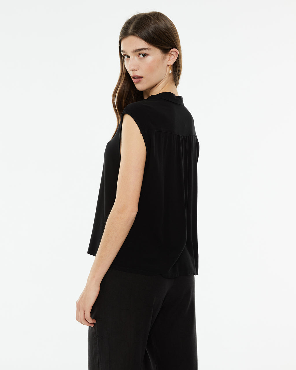 Camisa fluida oversize sin mangas