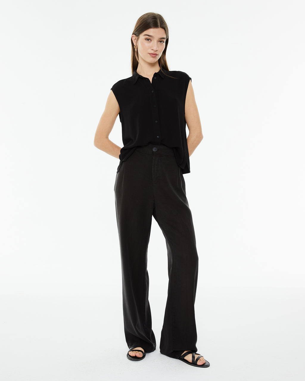 Camisa fluida oversize sin mangas