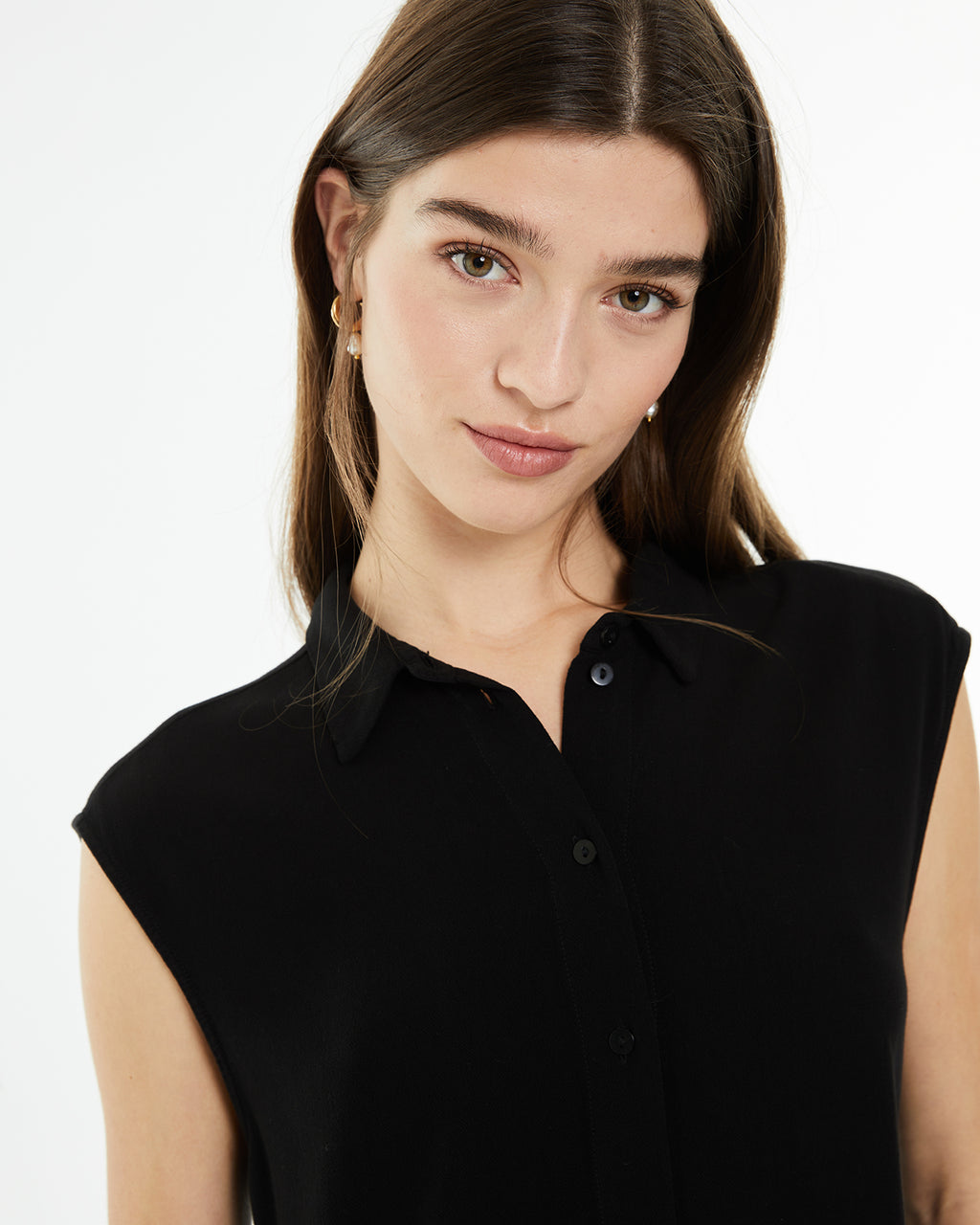 Camisa fluida oversize sin mangas