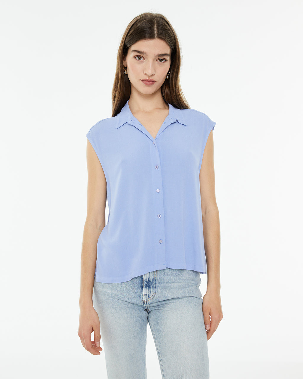 Camisa fluida oversize sin mangas