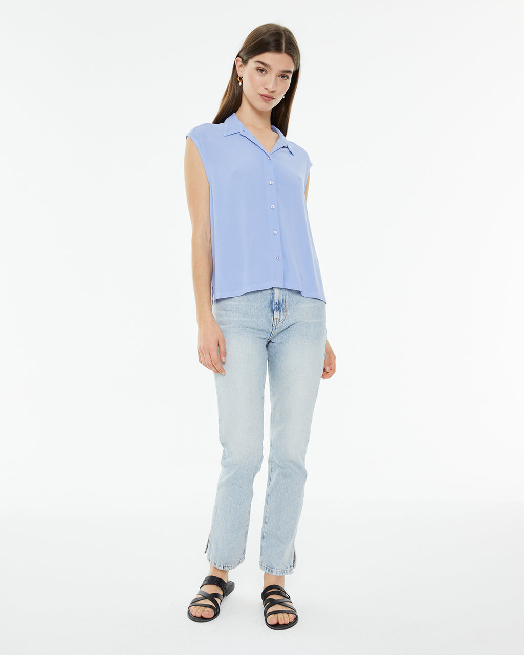 Camisa fluida oversize sin mangas
