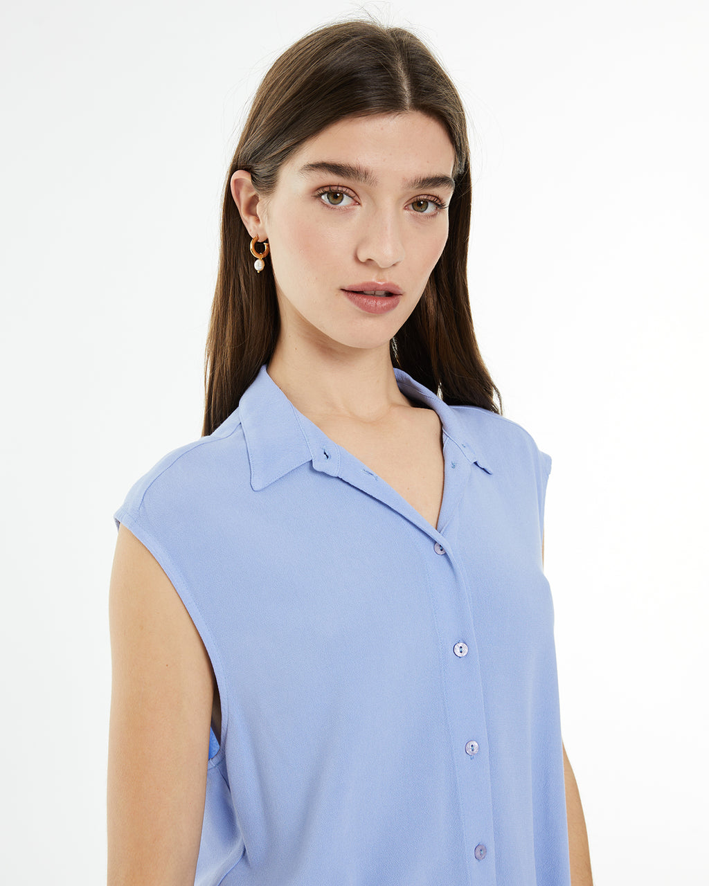 Camisa fluida oversize sin mangas