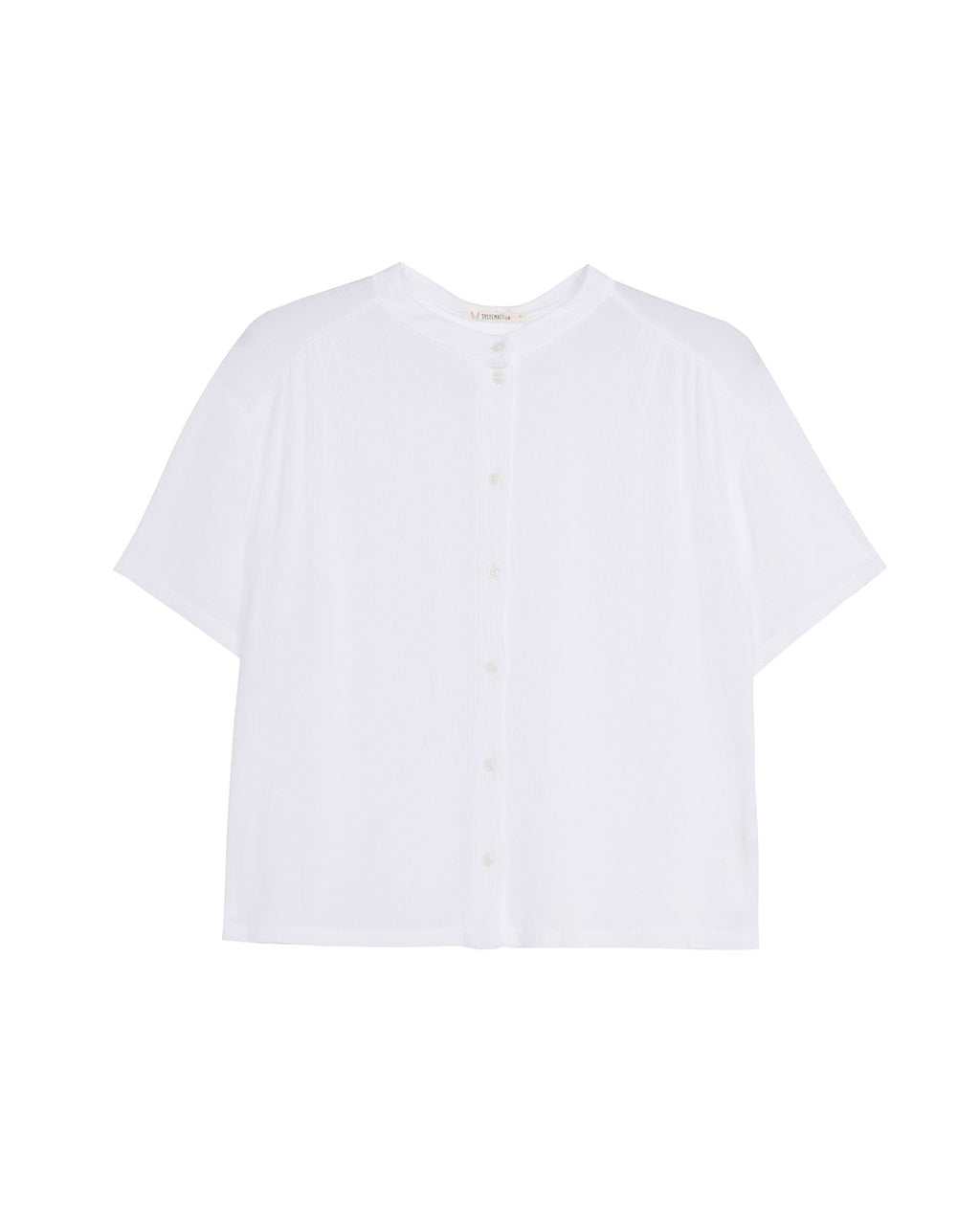 Camisa tejido bambula oversize de manga caída con cuello mao