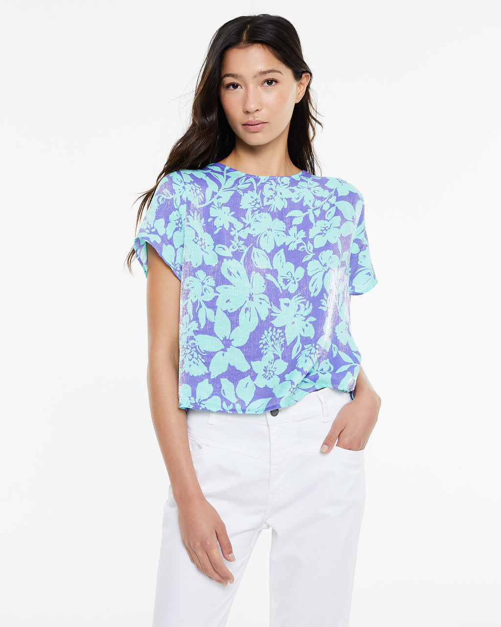 Camisa de manga corta estampado floral grande