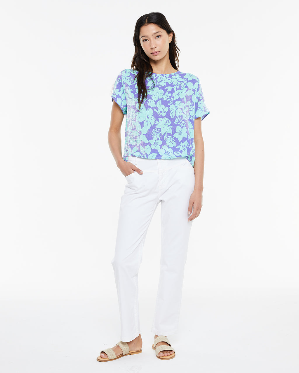 Camisa de manga corta estampado floral grande