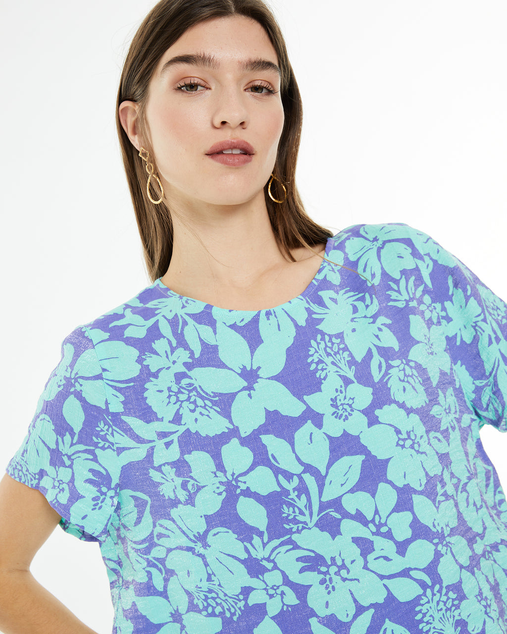 Camisa de manga corta estampado floral grande