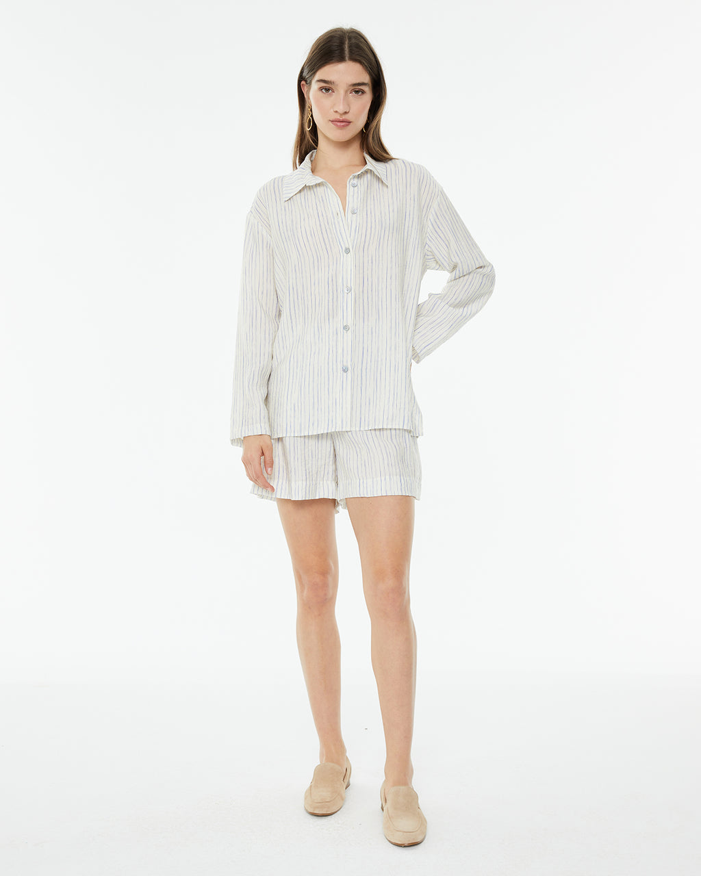 Camisa oversize de rayas de manga larga