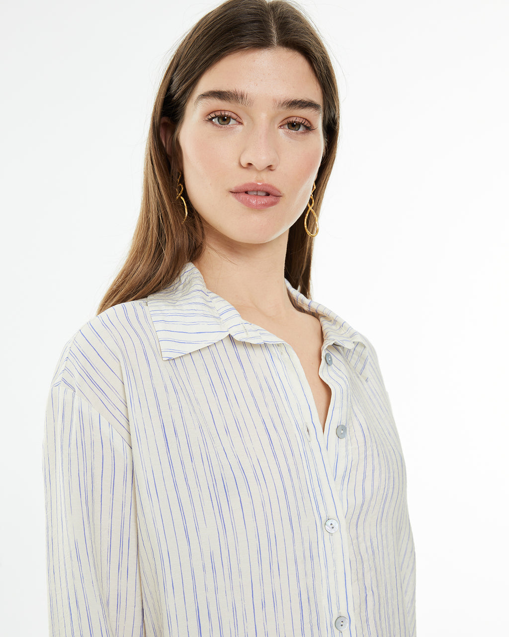 Camisa oversize de rayas de manga larga