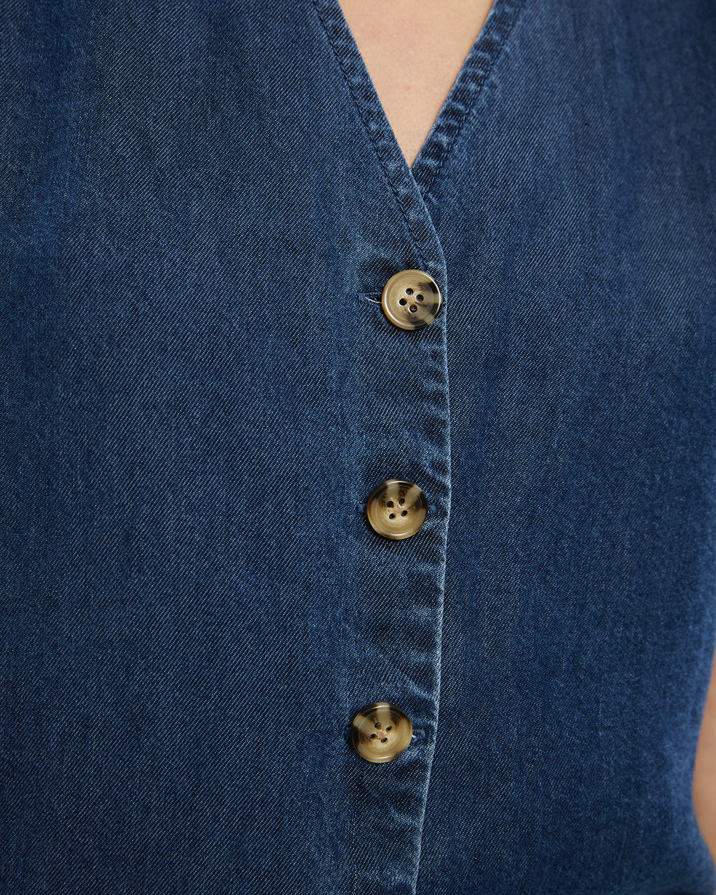 Chaleco de mujer fluido efecto denim con escote pico
