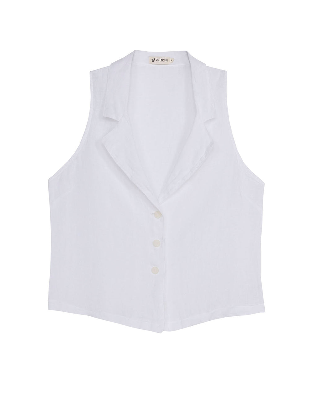 Chaleco de lino recto con cuello solapa
