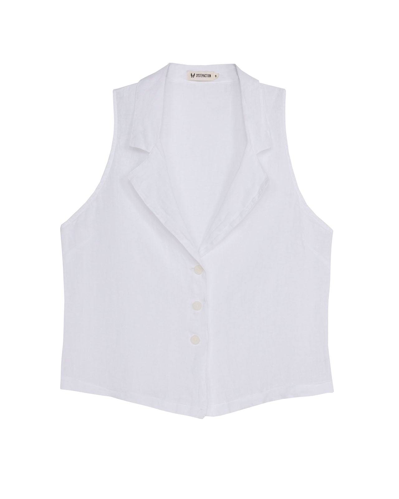 Chaleco de lino recto con cuello solapa