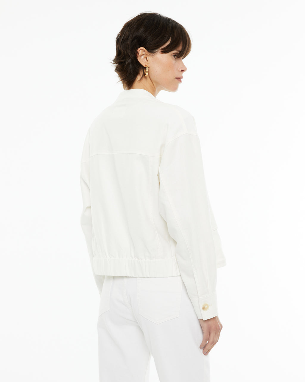 Chaqueta tejido lino algodón de cuello mao