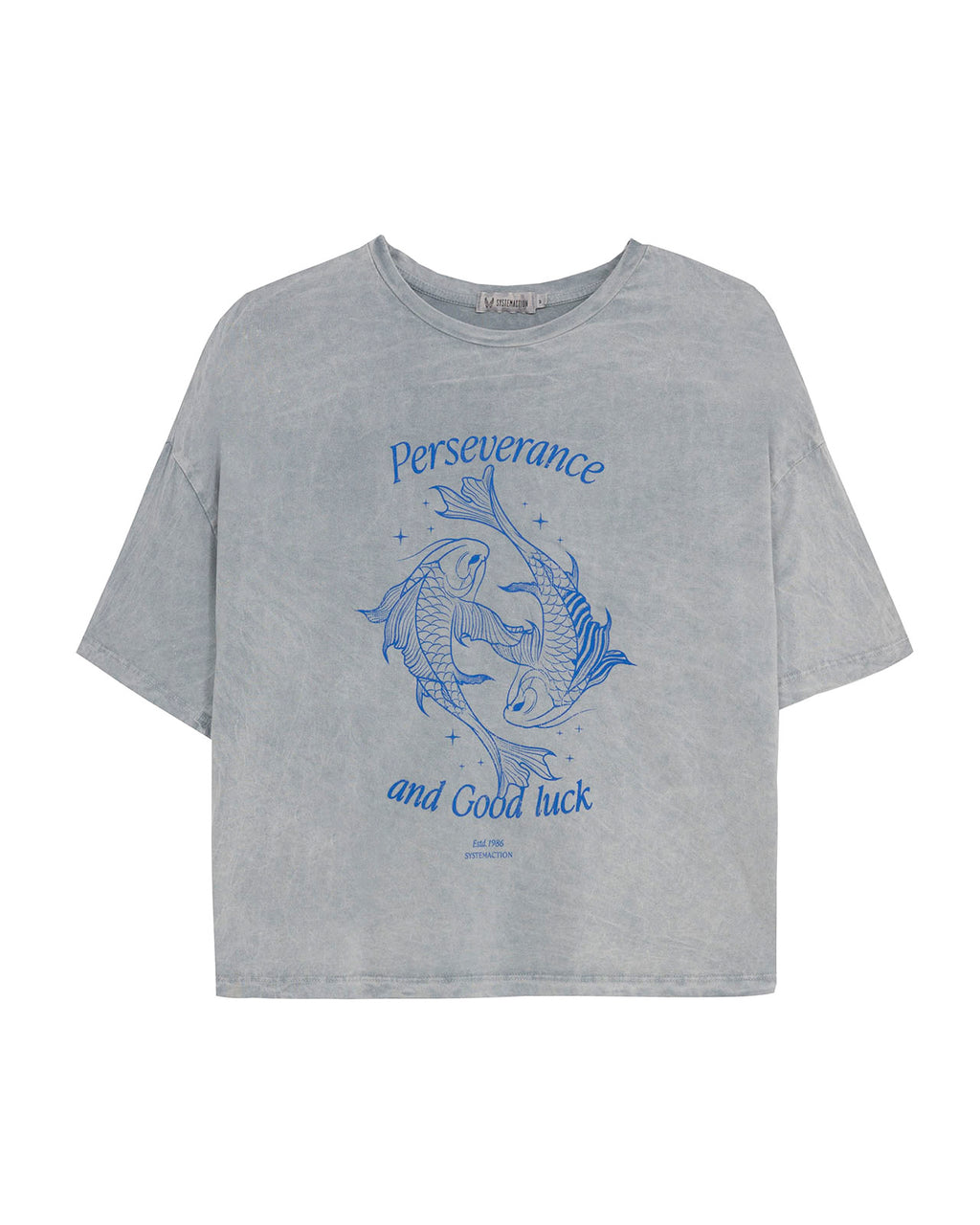 Camiseta oversize manga corta estampado peces