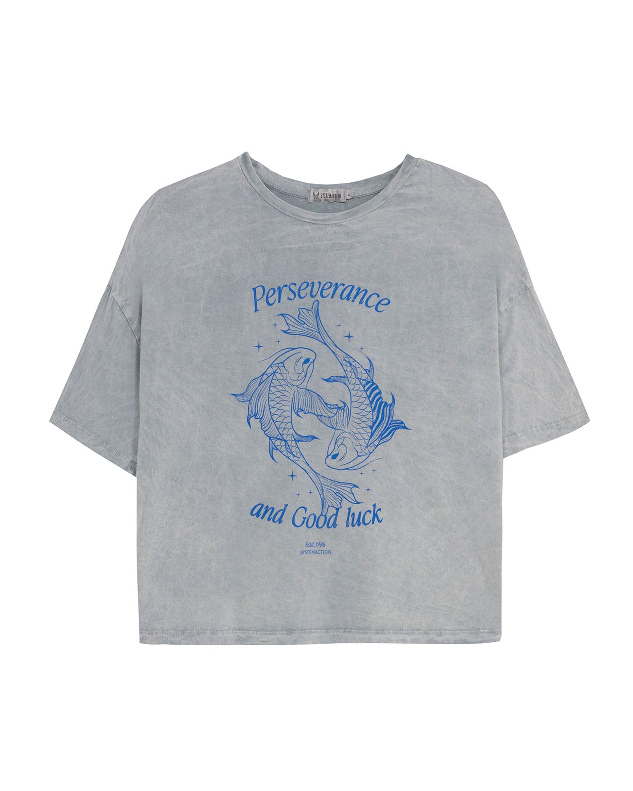 Camiseta oversize manga corta estampado peces