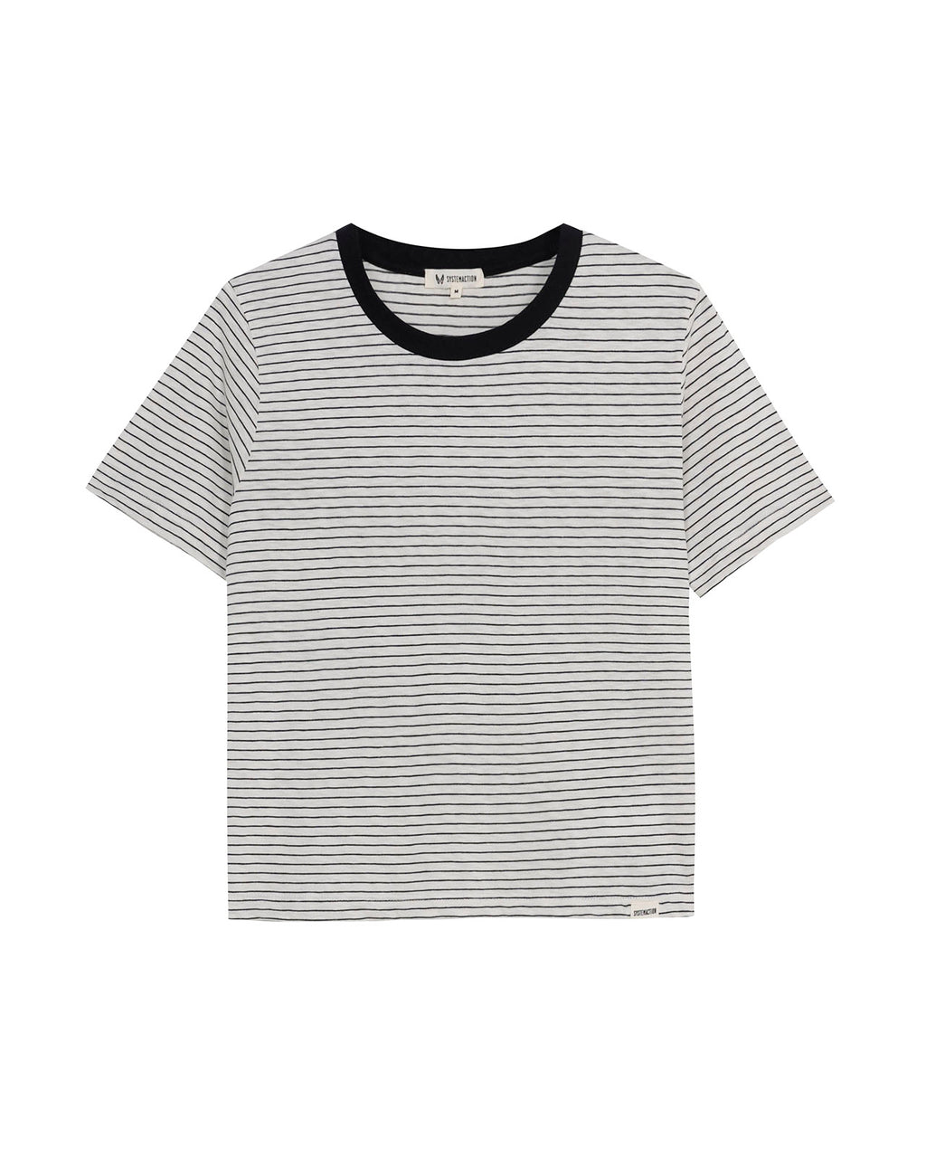 Camiseta de rayas con cuello redondo a contraste