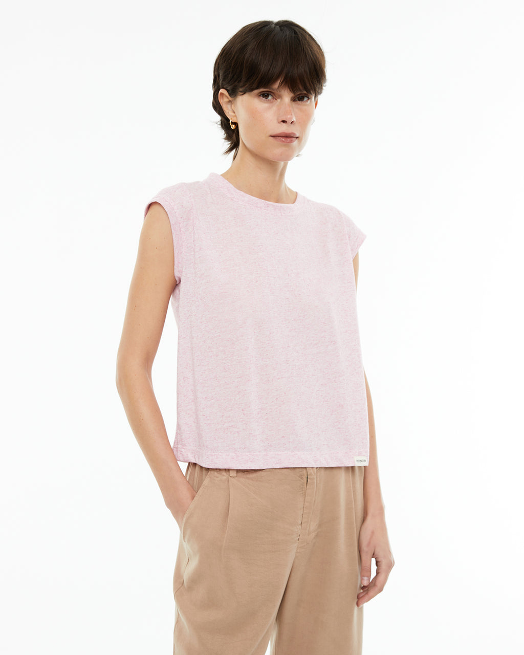 Camiseta lino efecto vigoré con tejido flamé