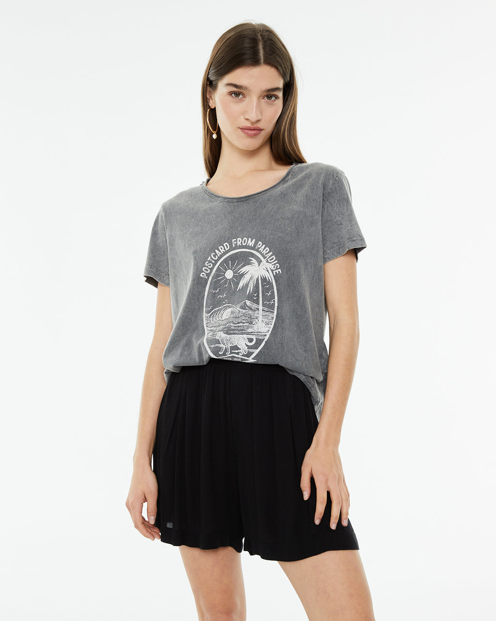 Camiseta de manga corta estampado palmera