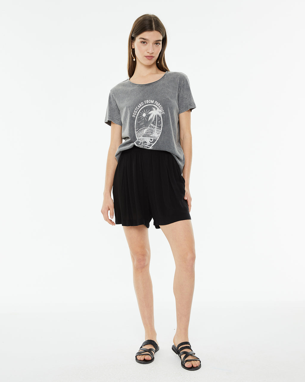 Camiseta de manga corta estampado palmera