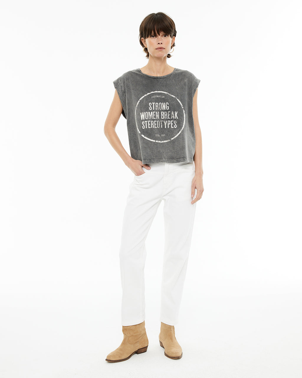 Camiseta sin mangas estampado día de la mujer