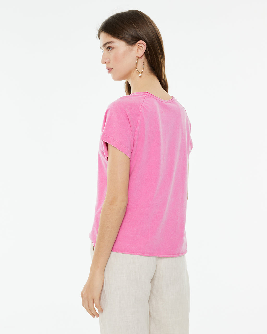 Camiseta fucsia manga corta dibujo águila