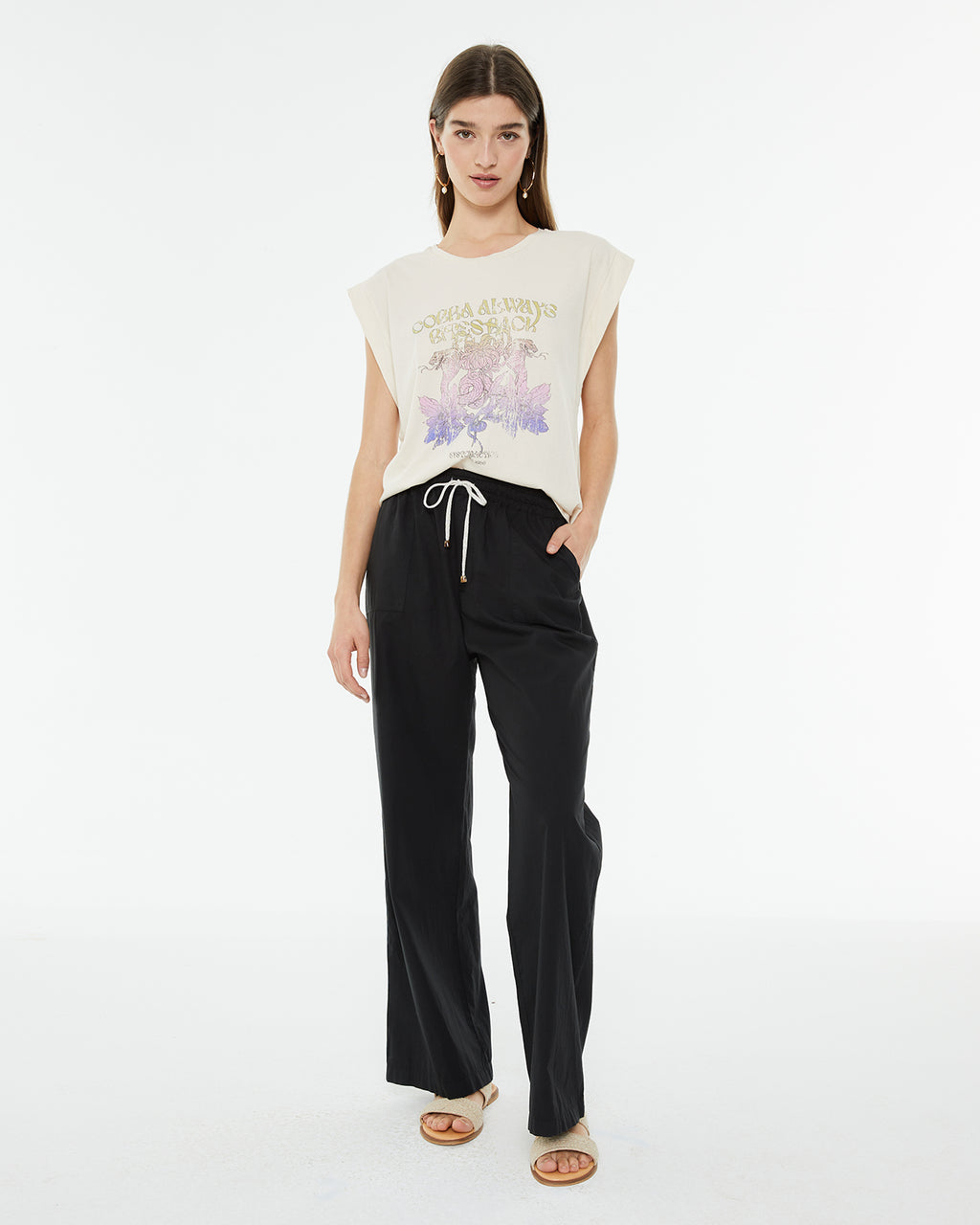 Camiseta sin mangas con estampado serpiente