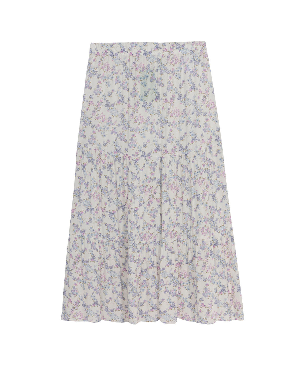 Falda midi con estampado de flores y volantes