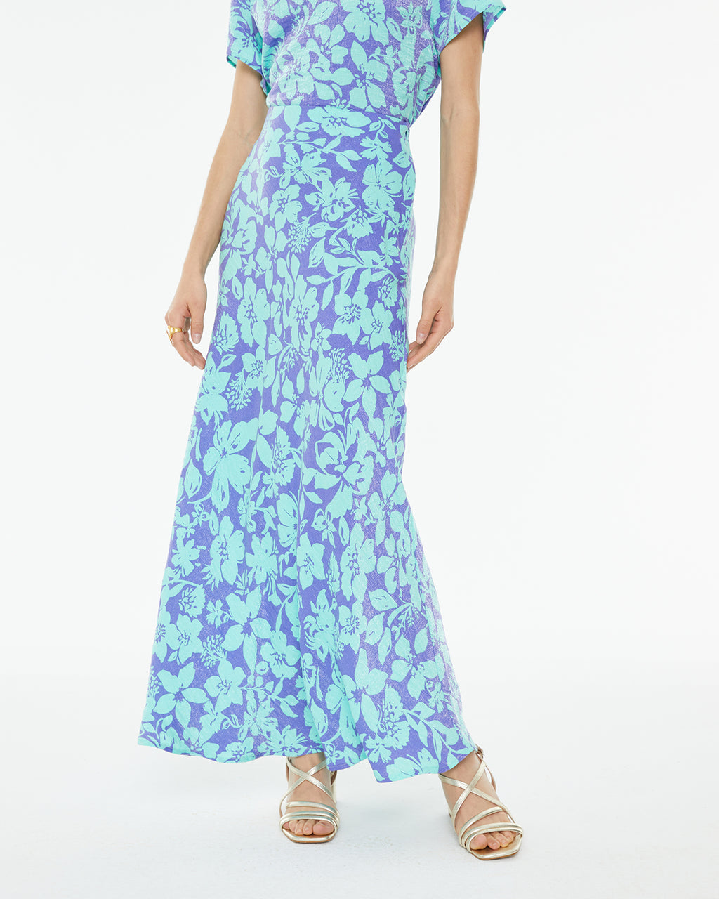 Falda midi estampado floral grande
