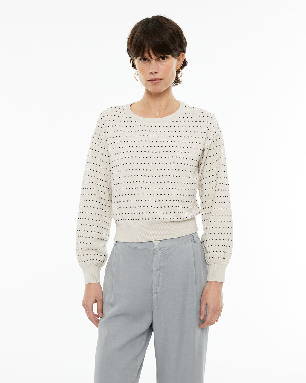 Jersey cuello redondo detalle hilos a contraste