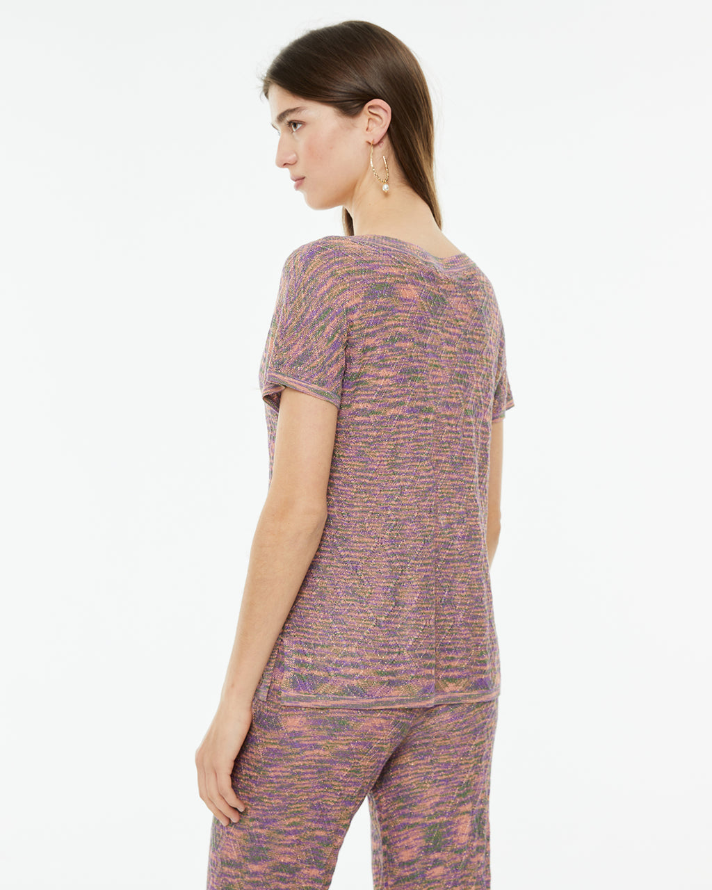 Jersey hilo lúrex escote pico y manga corta