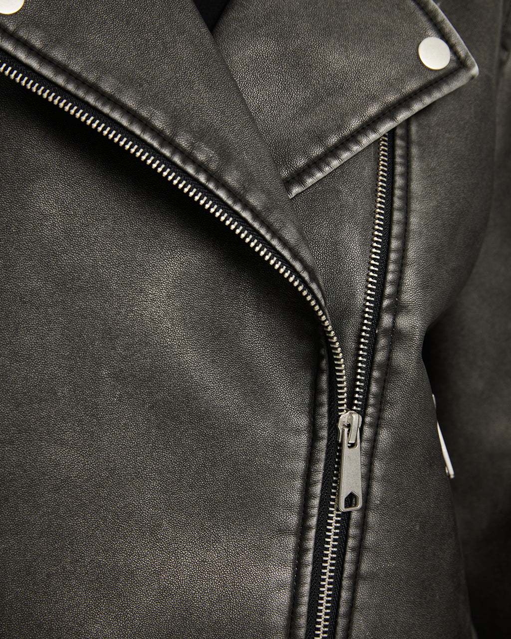 Cazadora biker piel efecto desgastado