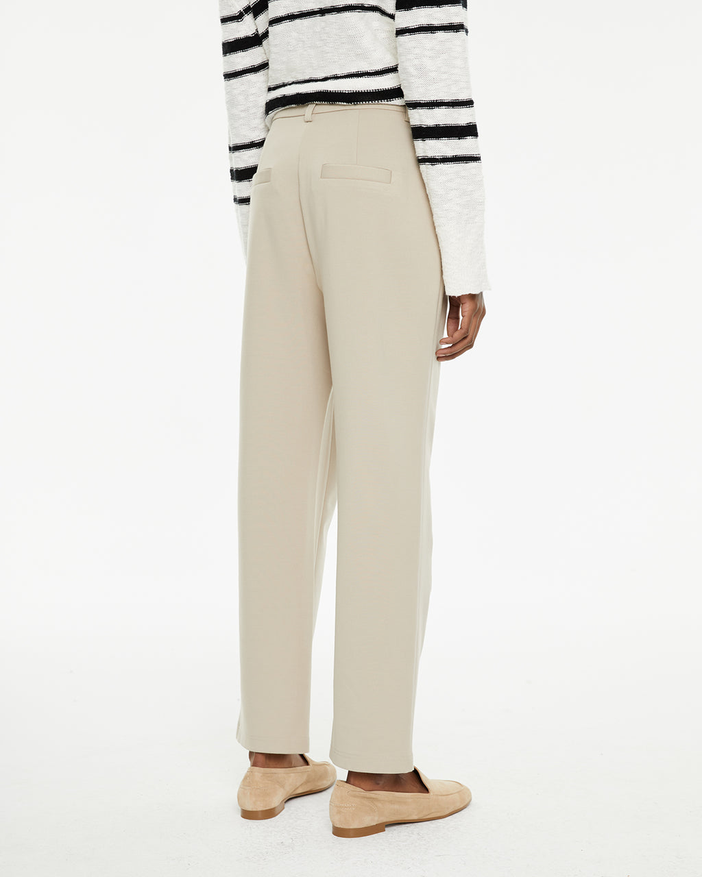 Pantalón largo recto de tiro medio tejido confort