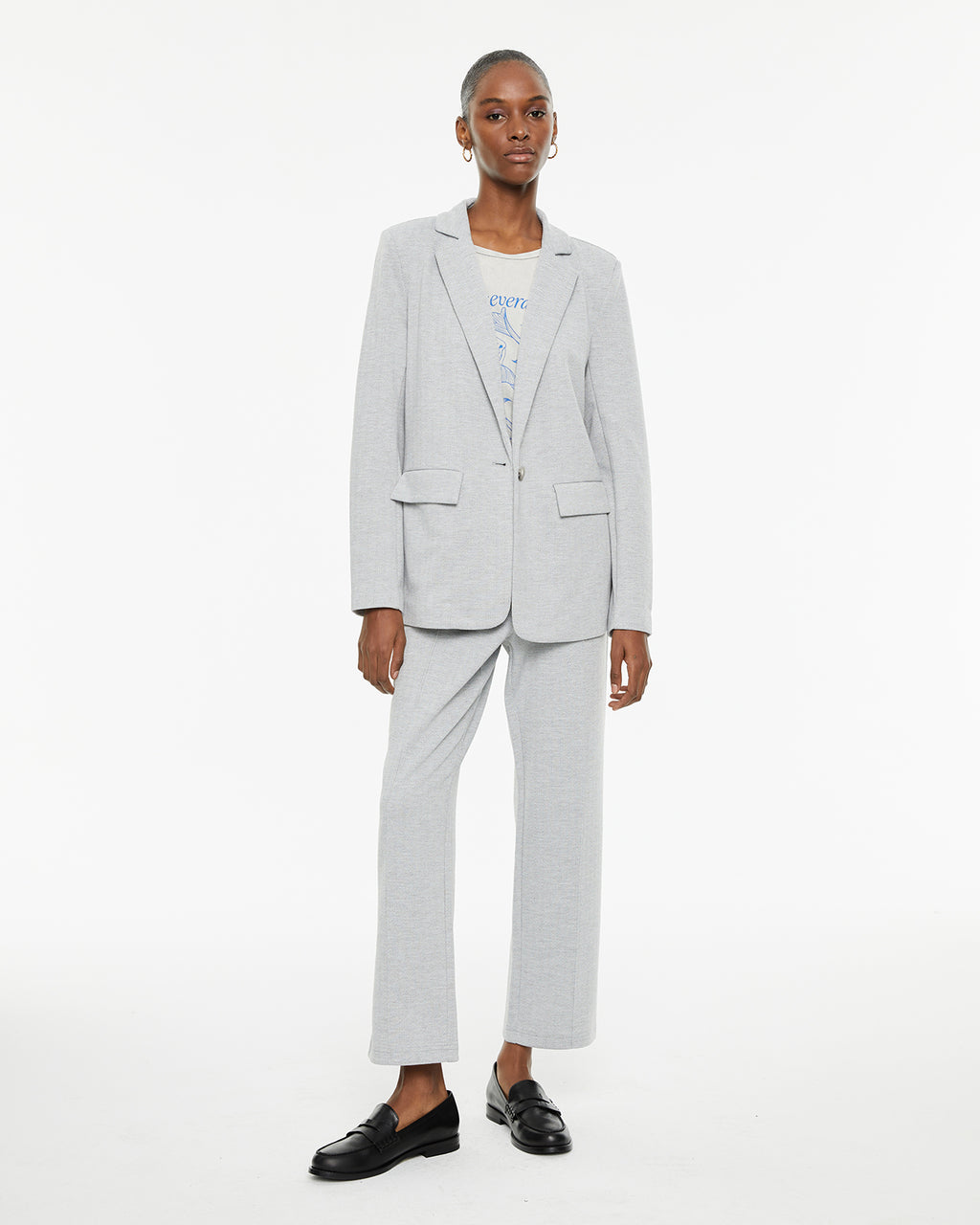 Pantalón tejido jacquard confort de tiro medio
