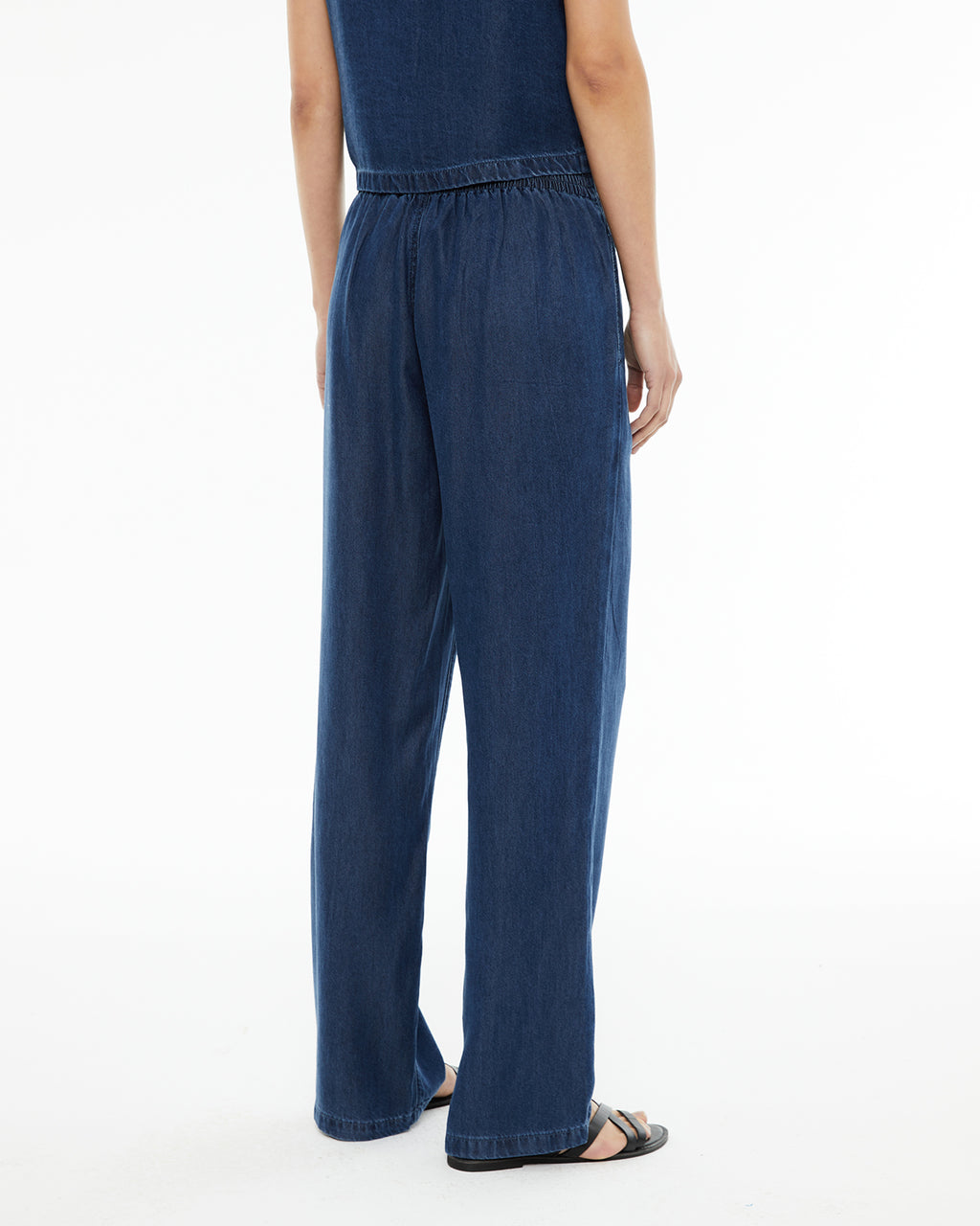 Pantalón de tencel efecto denim con goma en cinturilla