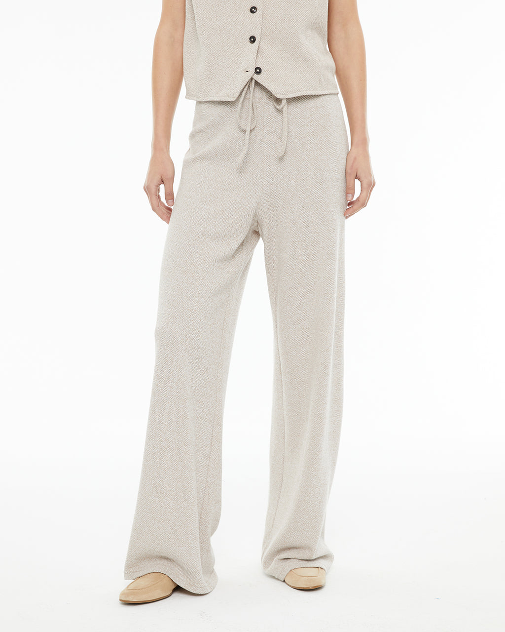 Pantalón recto ancho con cordón en la cintura