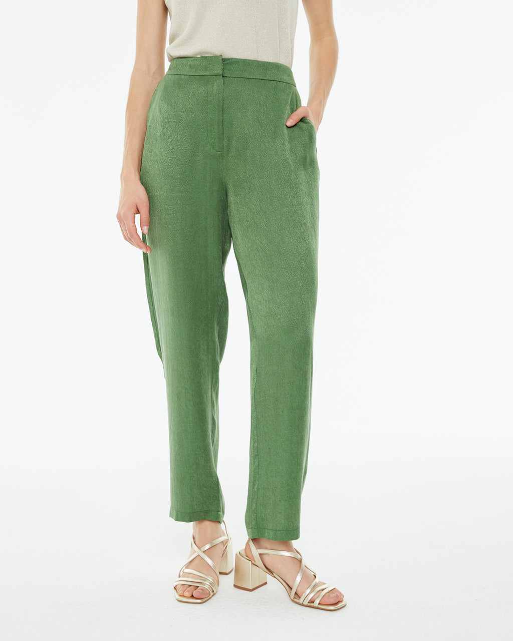Pantalón palazzo tejido jaquard fluido